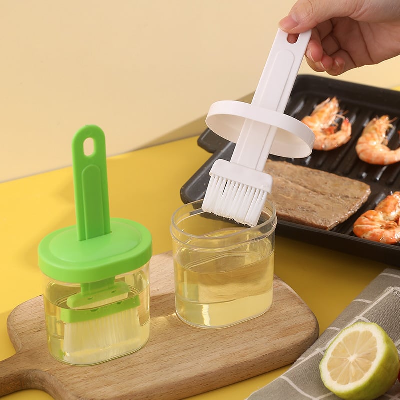 Perie pentru ulei la grătar cu sticluță, rezistentă la temperaturi înalte, din materiale alimentare, set complet pentru cuptor