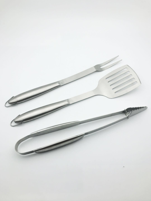 Set de unelte pentru grătar din oțel inoxidabil, pentru picnic și camping, portabil, cuțit, furculiță, clemă și spatulă