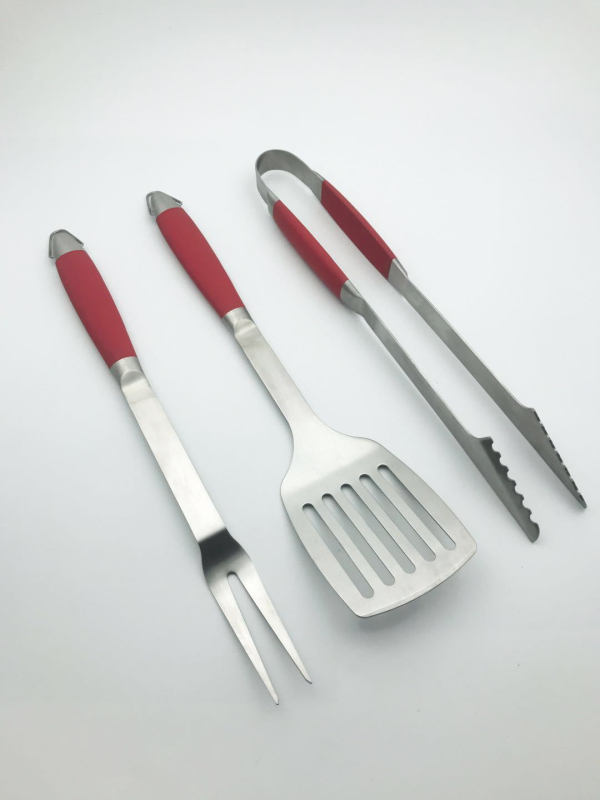 Set de unelte pentru grătar din oțel inoxidabil, pentru picnic și camping, portabil, cuțit, furculiță, clemă și spatulă