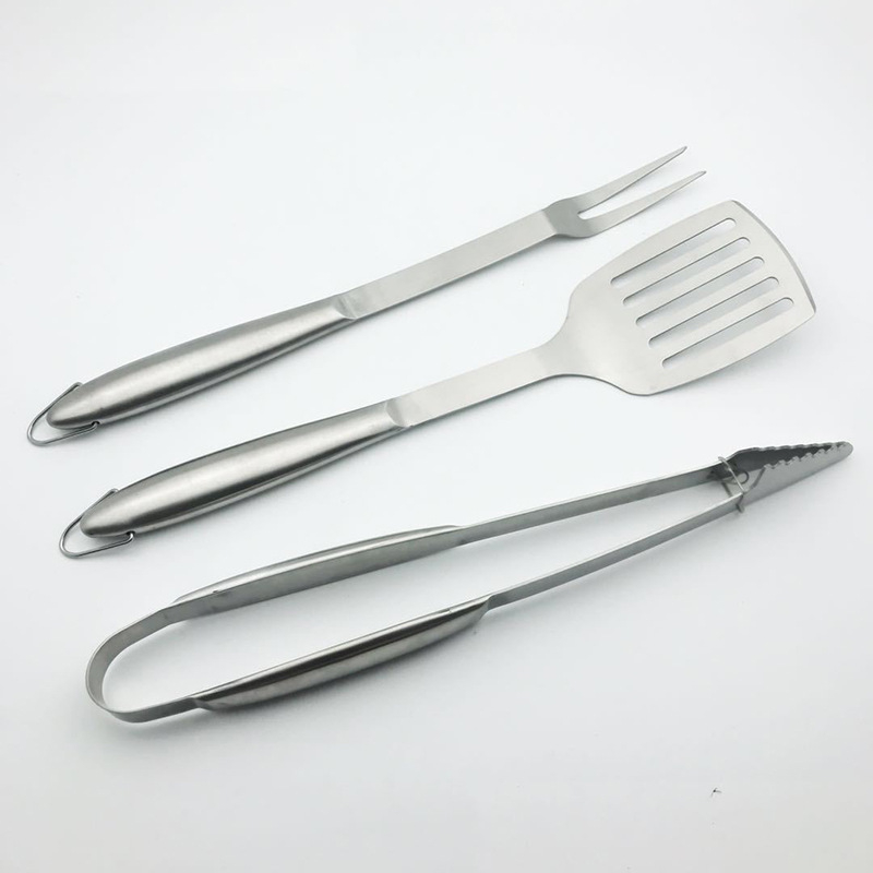 Set de unelte pentru grătar din oțel inoxidabil, pentru picnic și camping, portabil, cuțit, furculiță, clemă și spatulă