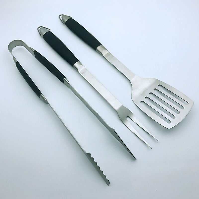 Set de unelte pentru grătar din oțel inoxidabil, pentru picnic și camping, portabil, cuțit, furculiță, clemă și spatulă