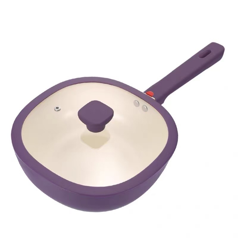 Xinas tigaie de prăjit cu strat ceramic ce conține titan, antiaderent, design elegant, pentru uz casnic, compatibil cu plite pe gaz, cărbune, lemn și inducție