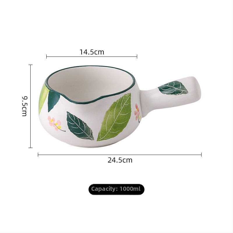 Oală de ceramică pictată manual pentru lapte și oală mică pentru aragaz — rezistentă la flacără deschisă și temperaturi înalte