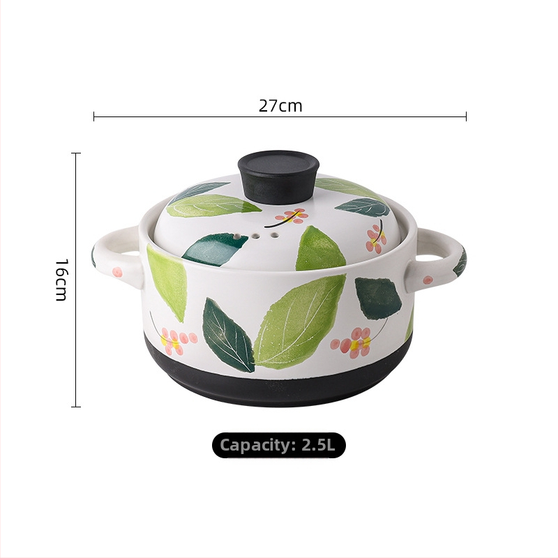 Oală de ceramică pictată manual pentru lapte și oală mică pentru aragaz — rezistentă la flacără deschisă și temperaturi înalte