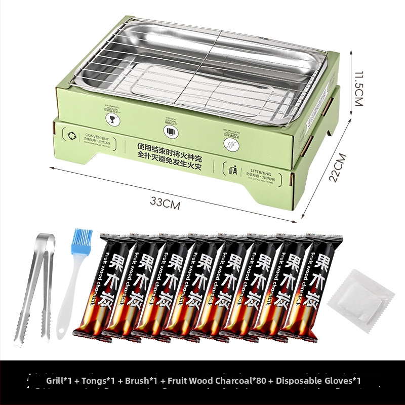Grill cu cărbune portabil pentru uz casnic, mic pentru exterior, de unică folosință.