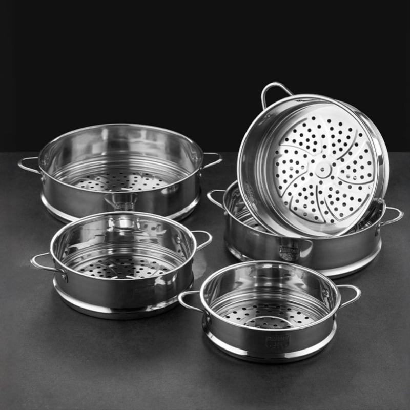 Grilaj de aburi din oțel inoxidabil 304 pentru uz casnic; potrivit pentru oală de lapte, oală de supă, aburitor și wok; diametru 16–32 cm.