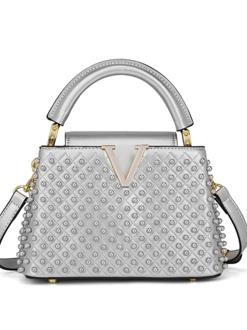 Ženska PU kožna torba, 2025 nova luksuzna nišna dizajn, torba za rame i crossbody, mala kvadratna torba s perlama
