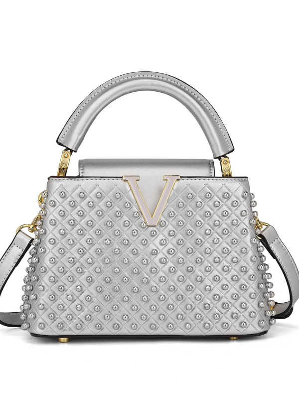 Ženska PU kožna torba, 2025 nova luksuzna nišna dizajn, torba za rame i crossbody, mala kvadratna torba s perlama