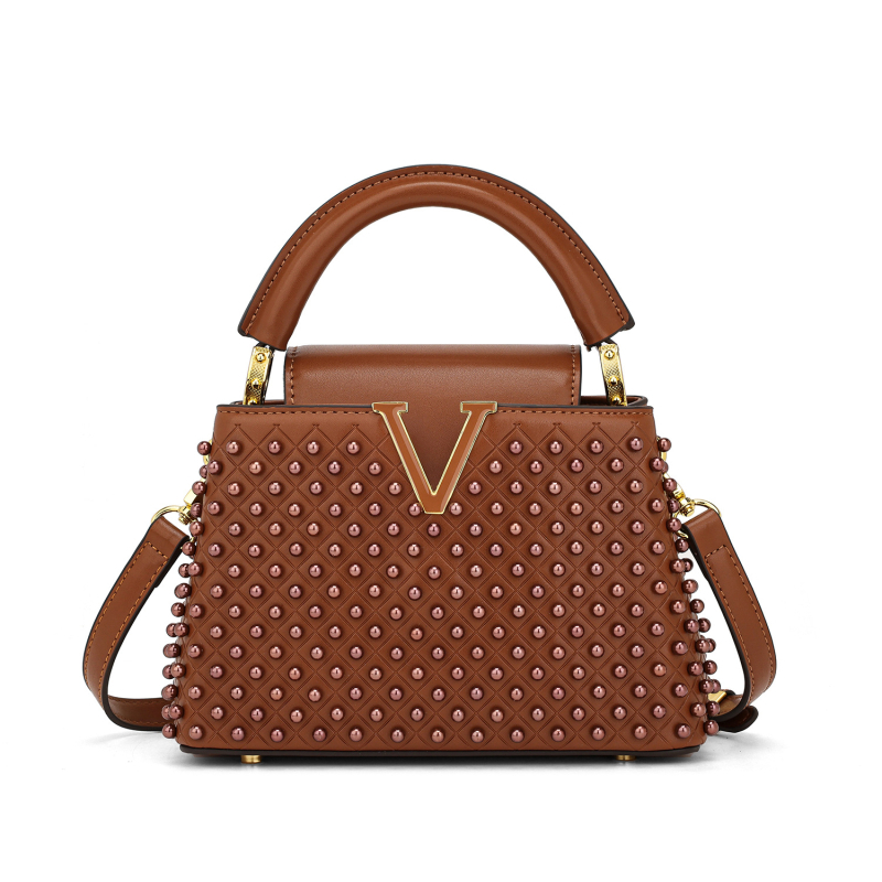 Ženska PU kožna torba, 2025 nova luksuzna nišna dizajn, torba za rame i crossbody, mala kvadratna torba s perlama