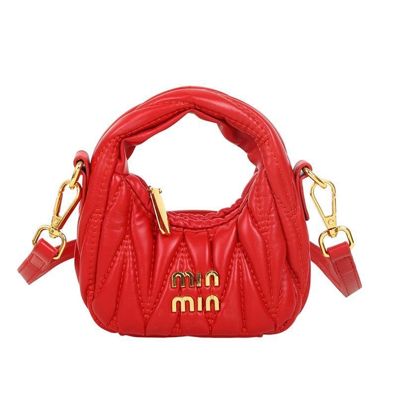 Mini plisirana torbica s polumjesecem, s ramenom i crossbody remenom, oblačna tekstura, ženska torba