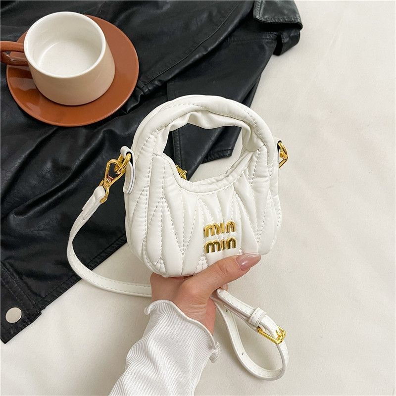 Mini plisirana torbica s polumjesecem, s ramenom i crossbody remenom, oblačna tekstura, ženska torba