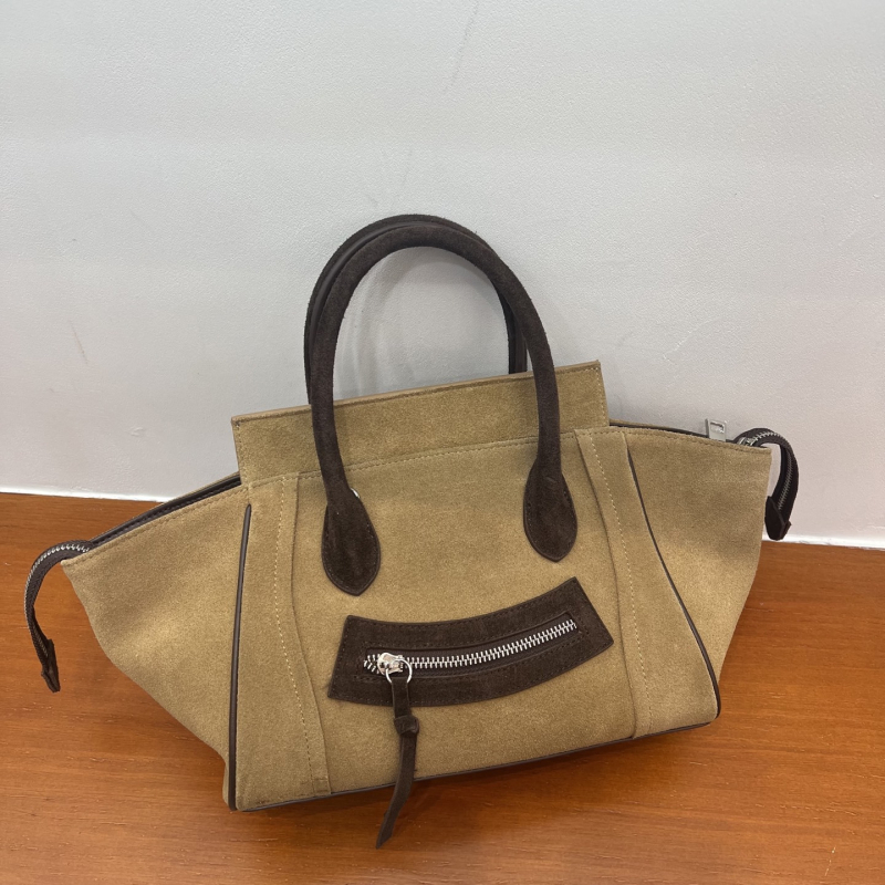 Torba od nubuk kože sa smijehom, velika zapremina, svakodnevna tote torba, dizajn s krilima, moderna i svestrana za ramenu ili crossbody torbu za žene