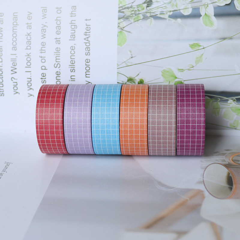 Set pentru planner cu model pătrat macaron și bandă washi, autocolante decorative în stil japonez pentru jurnal