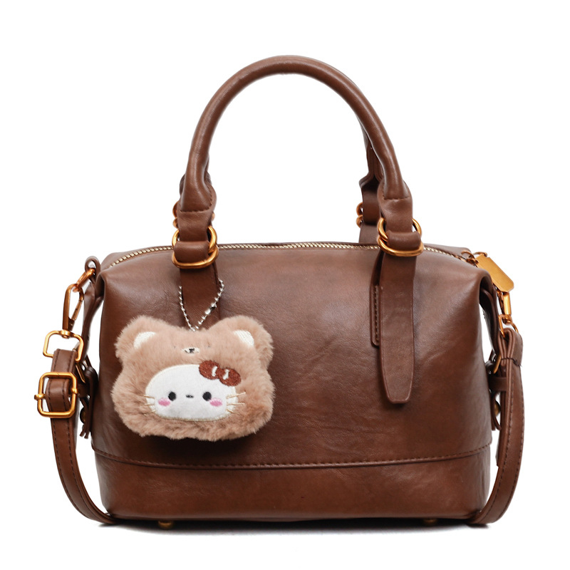 Ženska mala retro torba od kože s uljem voska, 2025 jesen-zima, crossbody Boston stil