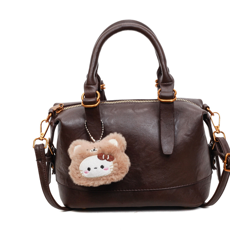 Ženska mala retro torba od kože s uljem voska, 2025 jesen-zima, crossbody Boston stil