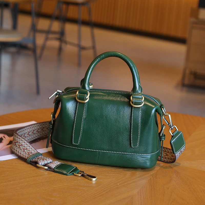 Boston torba od prave kože, preko ramena i crossbody, koža prvog sloja, za žene