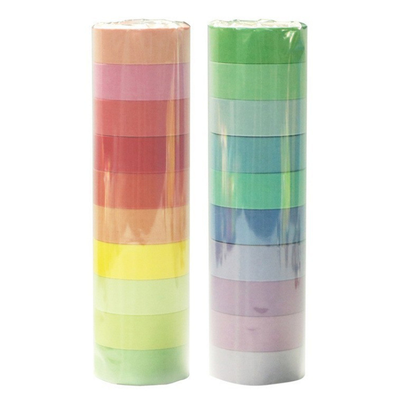 Set Morandi de benzi washi, 20 roluri, culori pastel, pentru DIY planner, benzi decorative