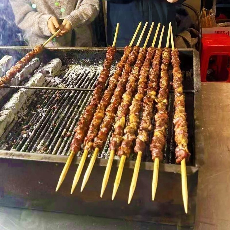 Bețișoare de bambus, 1,0 m, pentru carne mare, vârf ascuțit și îngroșat, calitate comercială