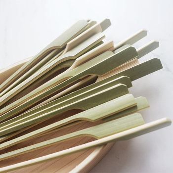 Bețișoare din bambus cu coajă verde pentru yakitori și frigărui picante, bețișoare plate din bambus pentru uz profesional