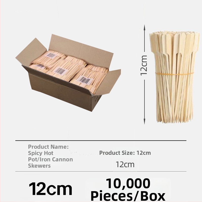 12 cm mini bambusové špízy s rukoväťou na kandizované ovocie, vhodné na grilovanie, horúci vývar a oden