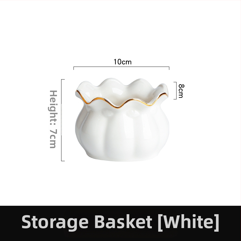 Coș ceramic creativ pentru depozitare, borcan de depozitare pentru furci de fructe, veselă în stil lux lejer, set de linguri pentru desert din oțel inoxidabil