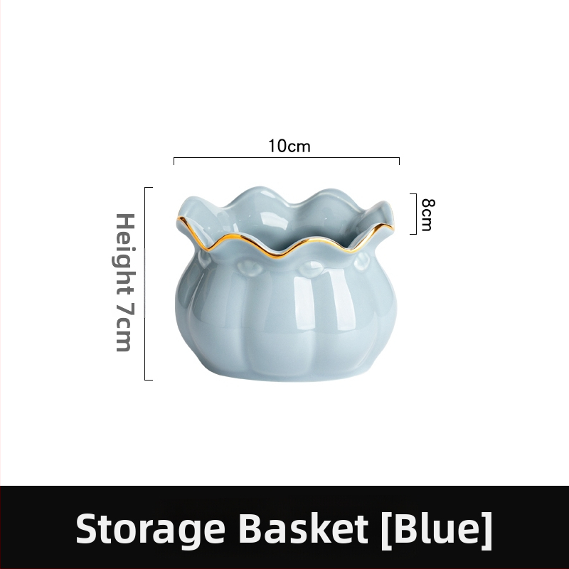 Coș ceramic creativ pentru depozitare, borcan de depozitare pentru furci de fructe, veselă în stil lux lejer, set de linguri pentru desert din oțel inoxidabil