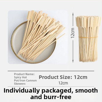 12 cm bambusový špíz s držadlom – mini špízy s kandizovaným ovocím na grilovanie, hot pot a oden