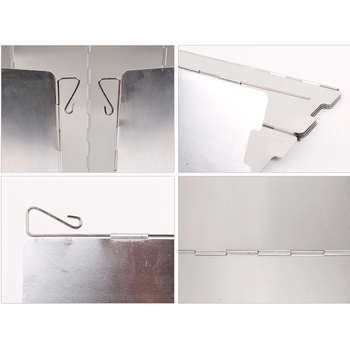 Štitnik za vjetar od aluminijske legure za vanjsku štednjak, lagano sklopiv, set od 8 komada