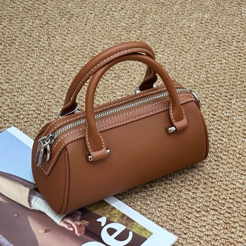Mu yan Boston Pillow torba, koža prvog sloja, korejski retro stil, koža s teksturom lychee, mala torba za rame