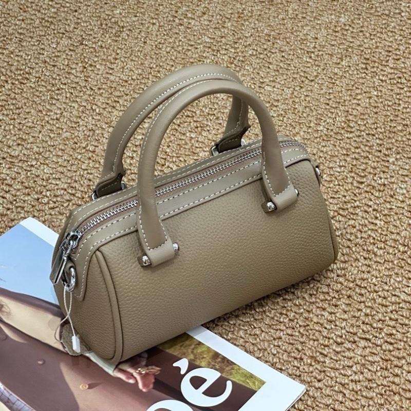 Mu yan Boston Pillow torba, koža prvog sloja, korejski retro stil, koža s teksturom lychee, mala torba za rame