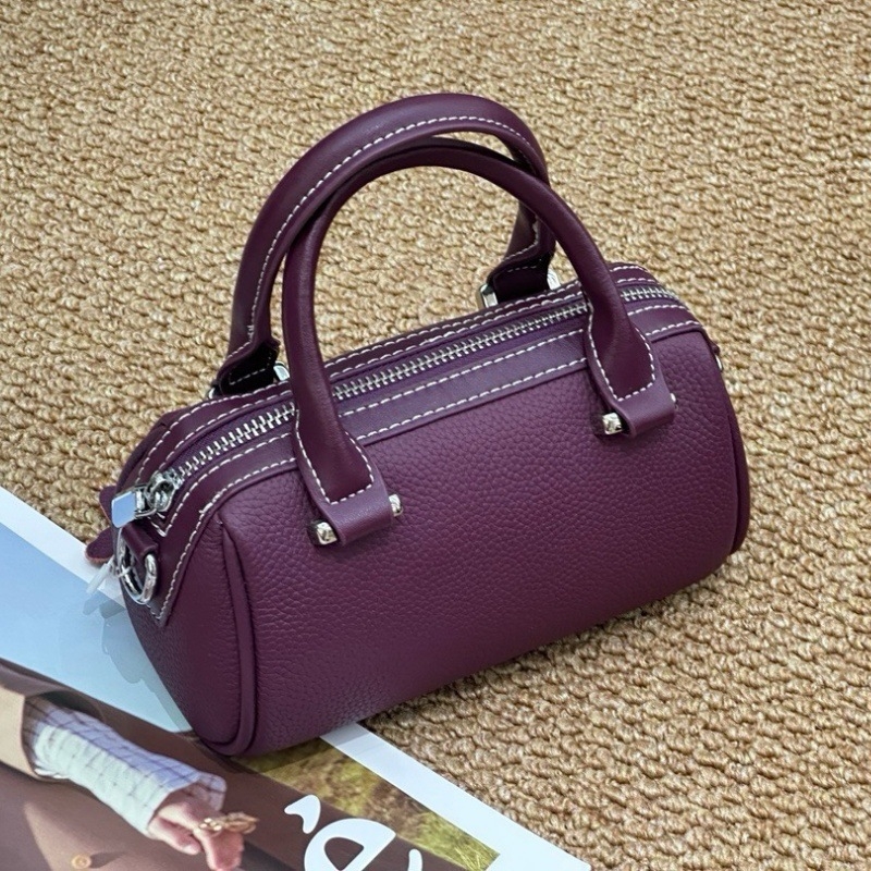 Mu yan Boston Pillow torba, koža prvog sloja, korejski retro stil, koža s teksturom lychee, mala torba za rame