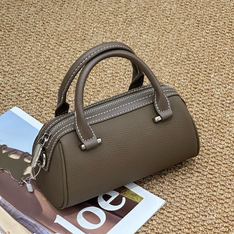 Mu yan Boston Pillow torba, koža prvog sloja, korejski retro stil, koža s teksturom lychee, mala torba za rame