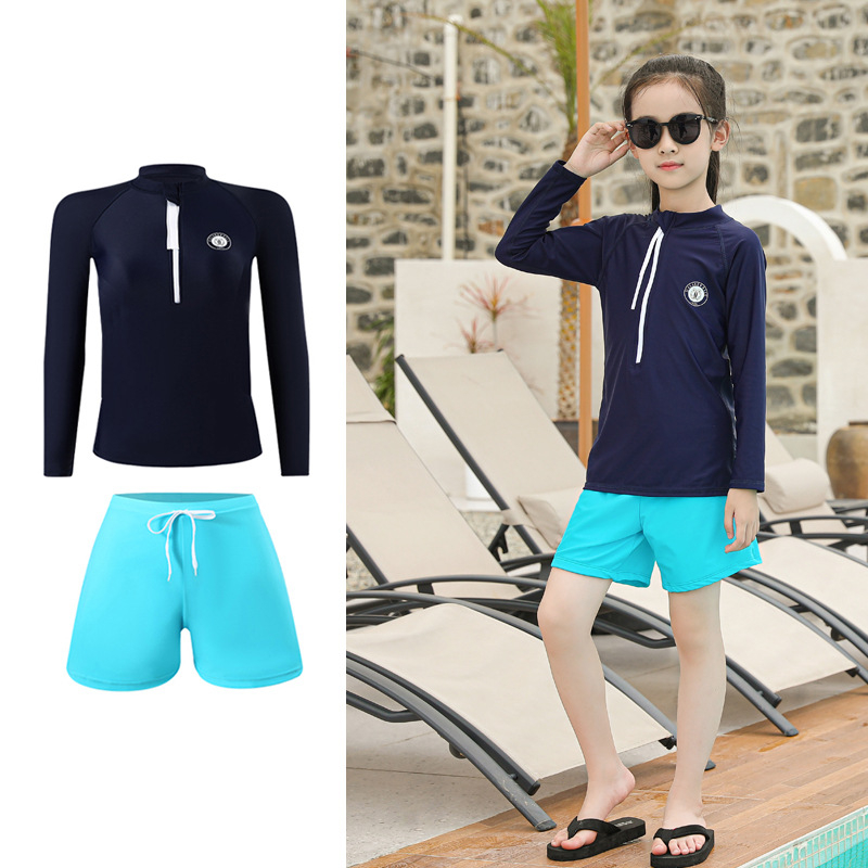 Unisex kupaći kostim s dugim rukavima za odrasle i djecu, roditeljski set, sportski stil
