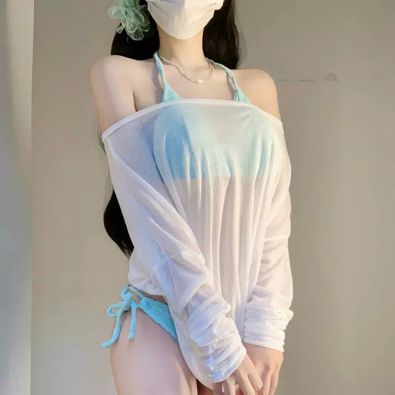 2024 Ženski dvodijelni bikini s push-up gornjim dijelom i prekrivačem, zaštita od sunca, elegantan izgled