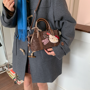 Ženska Boston torba s leopard printom u korejskom retro stilu, jesen-zima, svestrana za nošenje preko ramena i crossbody