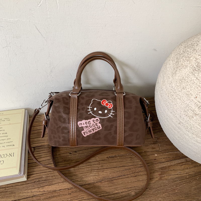 Ženska Boston torba s leopard printom u korejskom retro stilu, jesen-zima, svestrana za nošenje preko ramena i crossbody