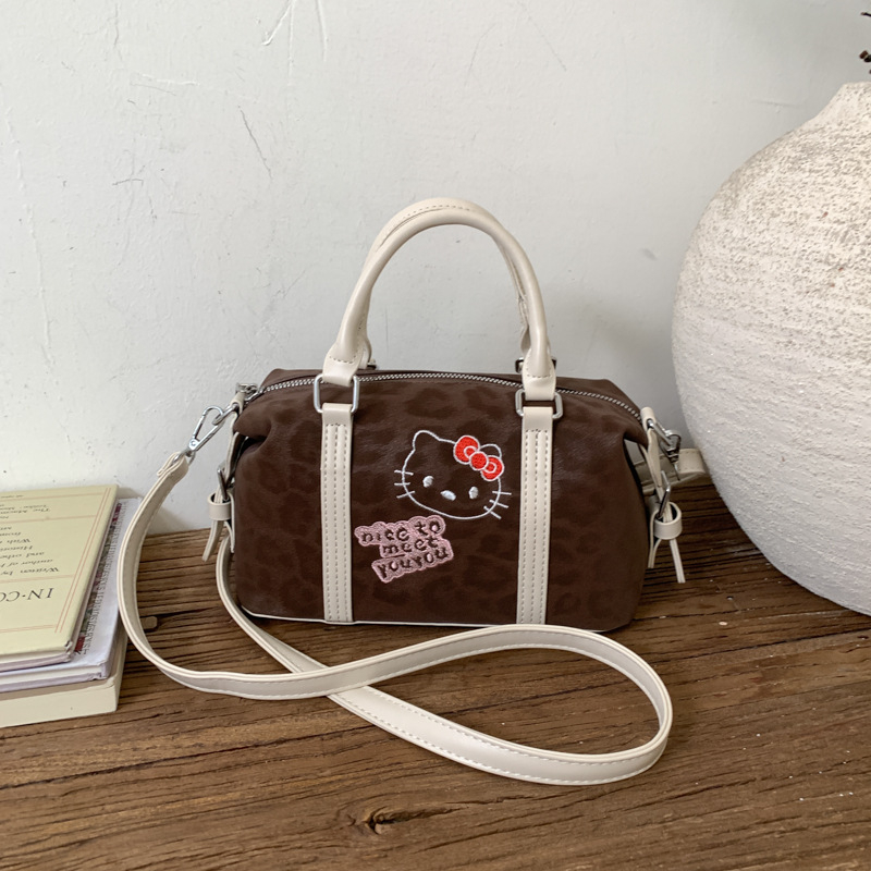 Ženska Boston torba s leopard printom u korejskom retro stilu, jesen-zima, svestrana za nošenje preko ramena i crossbody