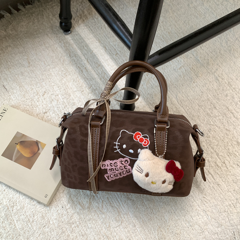 Ženska Boston torba s leopard printom u korejskom retro stilu, jesen-zima, svestrana za nošenje preko ramena i crossbody