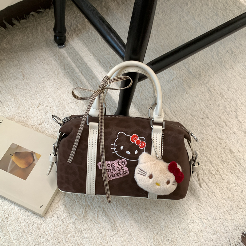 Ženska Boston torba s leopard printom u korejskom retro stilu, jesen-zima, svestrana za nošenje preko ramena i crossbody