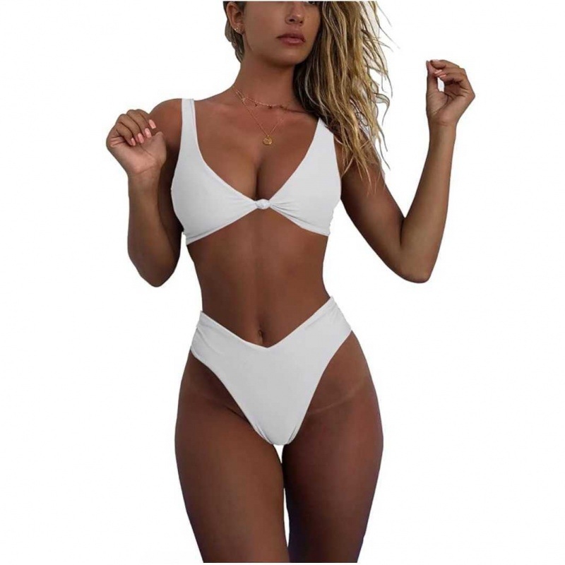 Női egyszínű, hátul nyitott bikini fürdőruha, spa- és üdülőhelyekre – kétrészes.