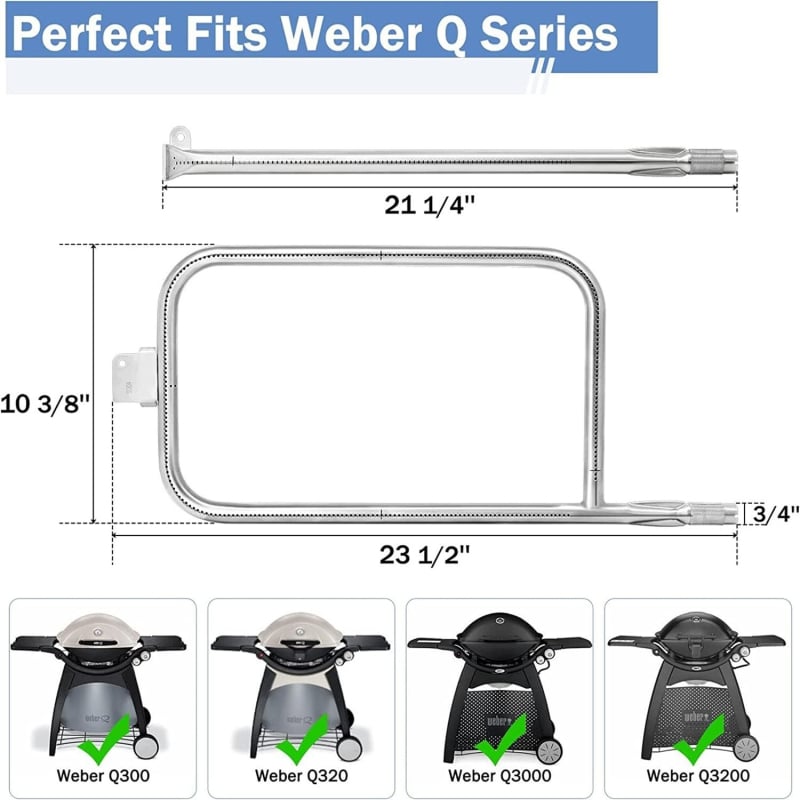 Set arzătoare 65032, oțel inoxidabil 304, pentru Weber Q300/Q320/Q3000/Q3200 grătar