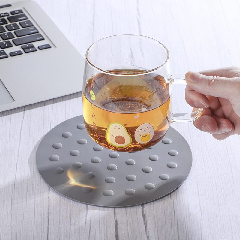 Loc de masă rotund din silicon cu model punctat, gros, antiaderent și rezistent la căldură