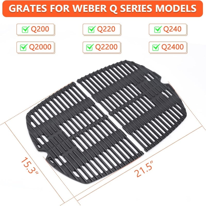 Grilaj din fontă pentru Weber 7645 65811, set de 2 bucăți