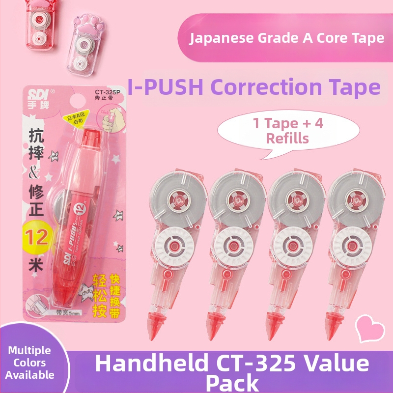 Bandă corectoare SDI, tip cu buton, cu nucleu, capacitate mare, set CT325-4