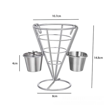 Coș mini conic din oțel inoxidabil, pentru cartofi prăjiți, design în stil american, pentru restaurante, compact, portabil, ușor de curățat