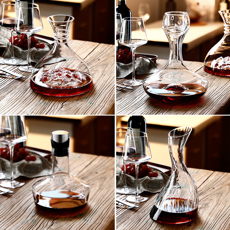 Decantor de vin din sticlă cu aerator pentru aerare rapidă