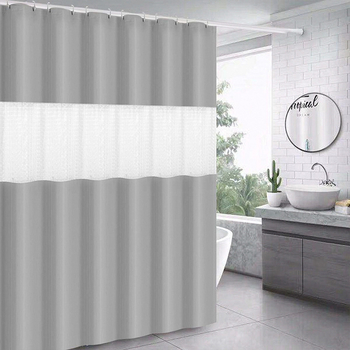 Perdea de duș PEVA, culoare solidă, panouri îngroșate, impermeabilă, semi-transparentă, separator pentru baie