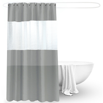 Perdea de duș PEVA, culoare solidă, panouri îngroșate, impermeabilă, semi-transparentă, separator pentru baie