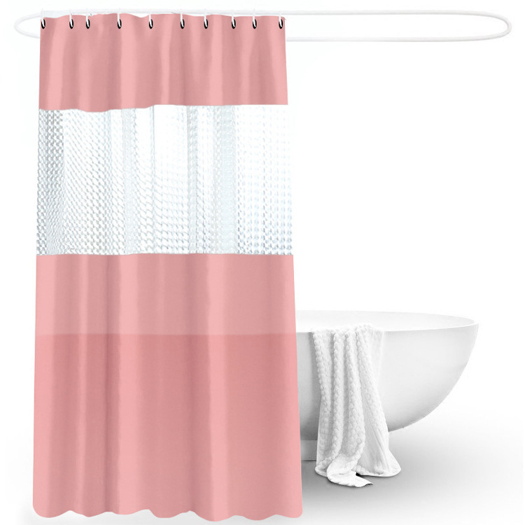 Perdea de duș PEVA, culoare solidă, panouri îngroșate, impermeabilă, semi-transparentă, separator pentru baie
