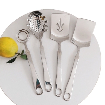 Set din oțel inoxidabil 304 pentru bucătărie, cu spatulă, spatulă pentru prăjit, tel pentru ouă, bețișor de amestecat, spatulă pentru friptură și presă de cartofi.